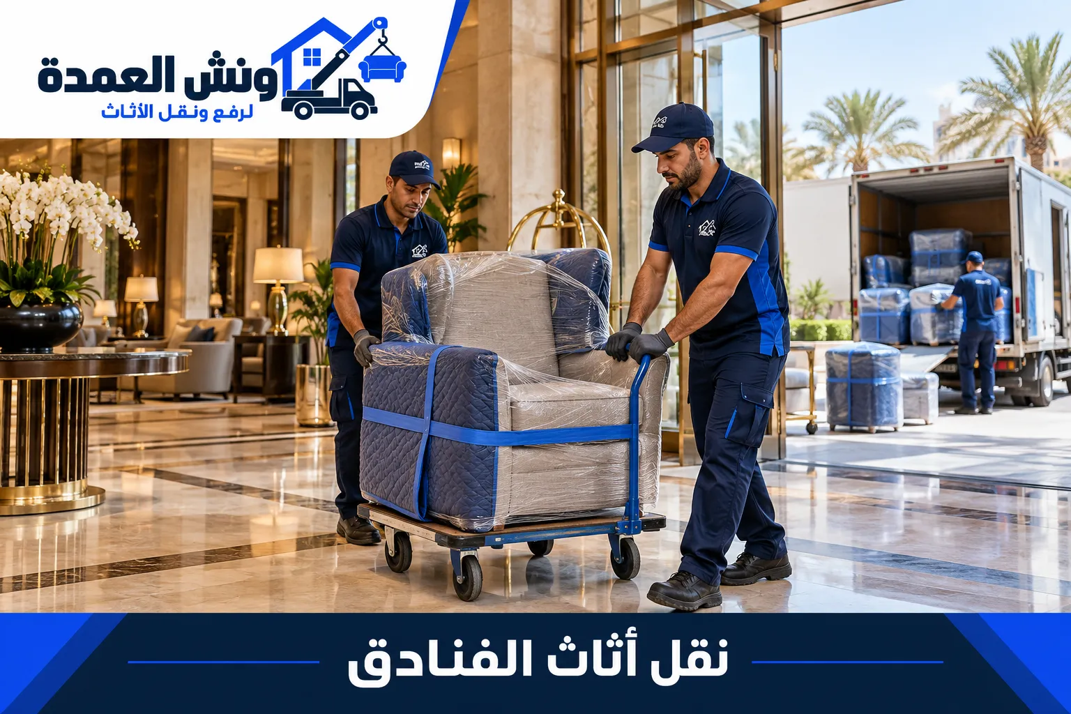 نقل اثاث الفنادق مع ونش العمدة: تغليف وفك وتركيب حسب احتياجات مشروعك